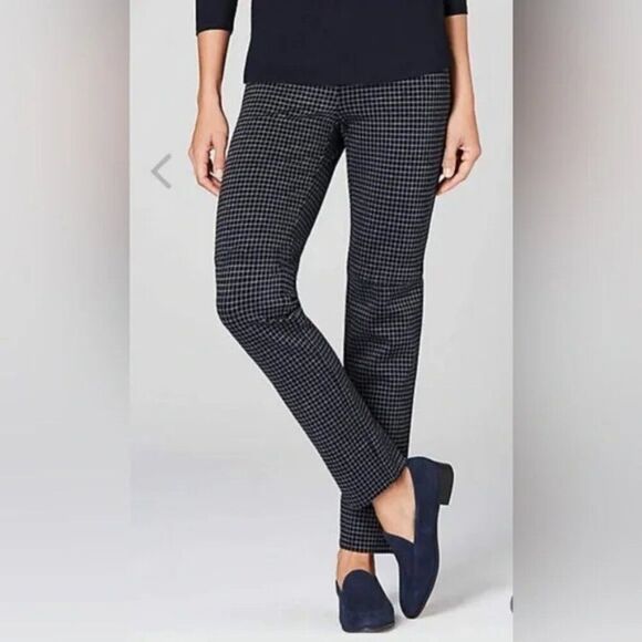 J. Jill Pants Size MP Plaid Ponte Slim Leg Pull On - Picture 1 of 10